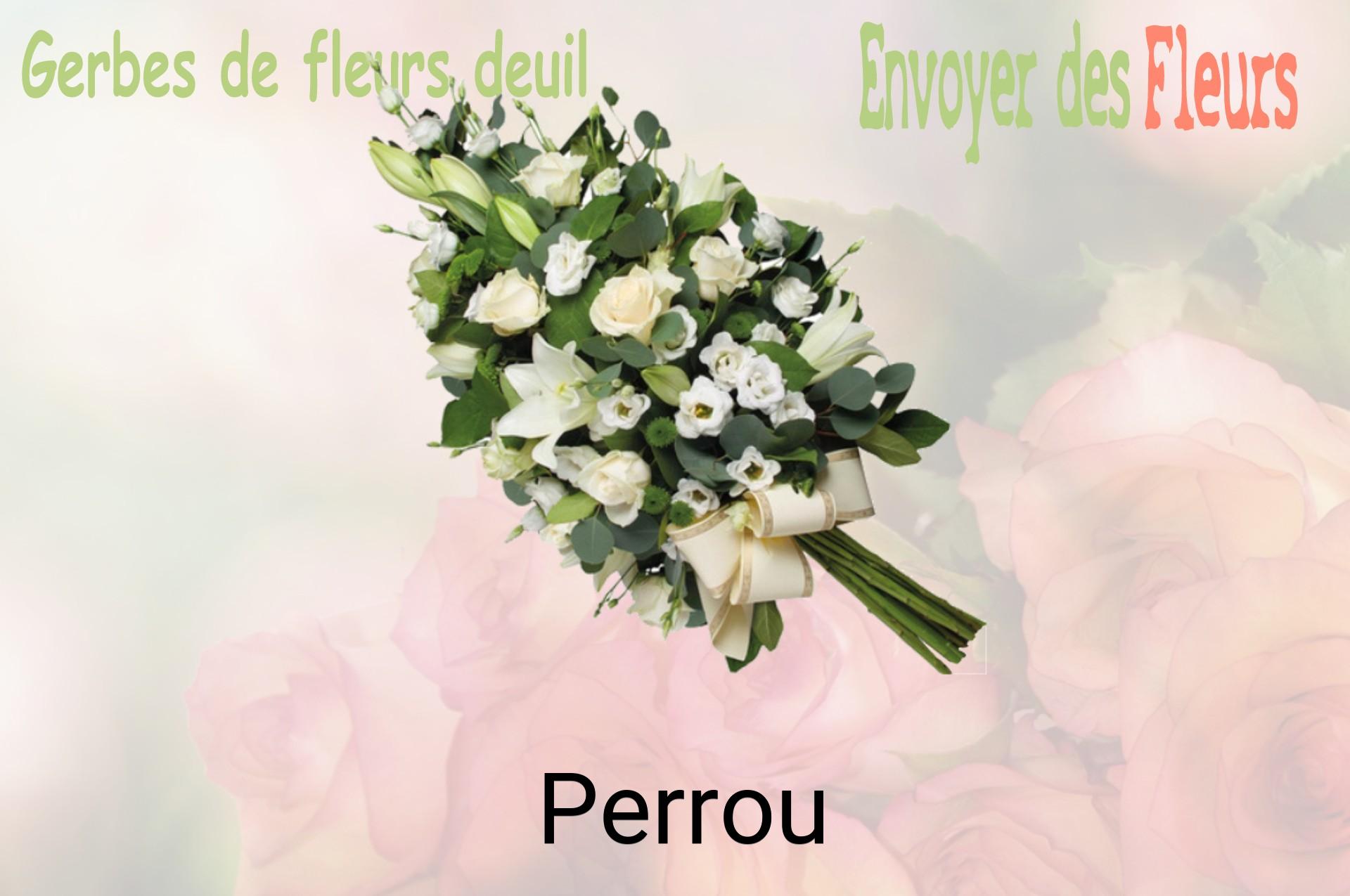 Gerbe de fleurs de deuil livrée à Perrou